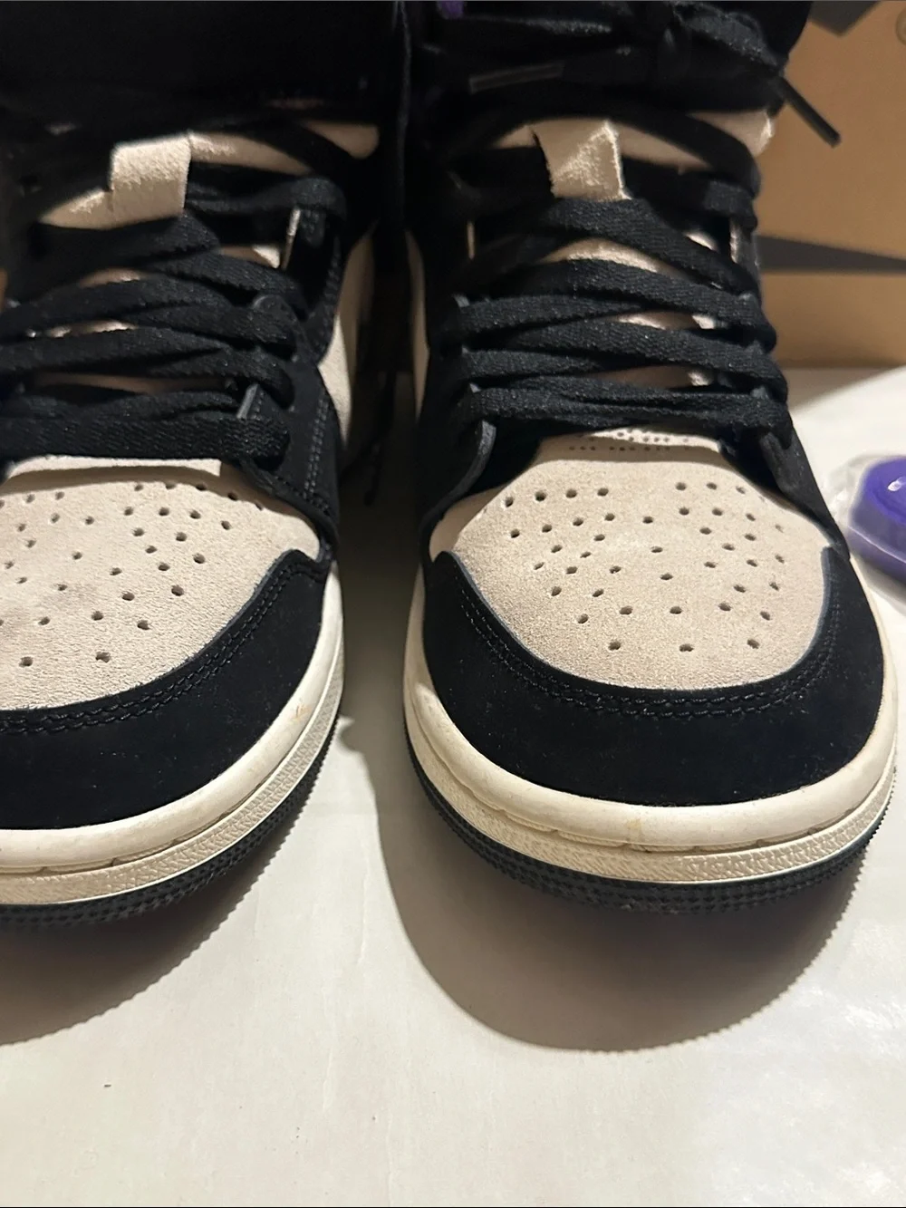 Nike PSG Jordan 1’s — Black, White & Purple Iridescent Swoosh